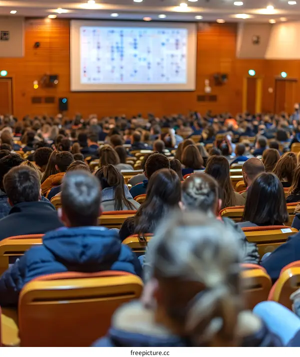 Audience in a Lecture Hall Looking at a Screen