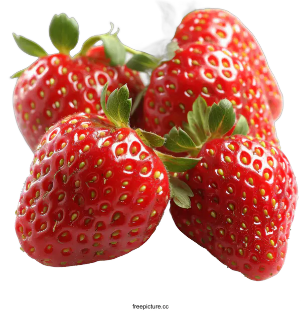 [Transparent Background PNG]Close-up of Fresh Strawberries on transparent background