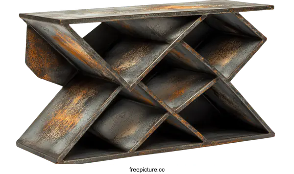 [Transparent Background PNG]Rustic Industrial Metal Wine Rack