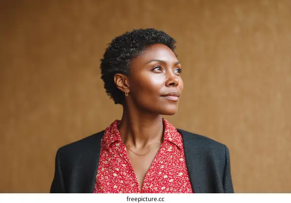 Thoughtful Black Woman in Business Attire