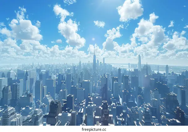 City Skyline Under a Blue Sky