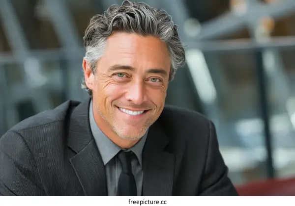 Smiling Businessman Portrait in Modern Setting