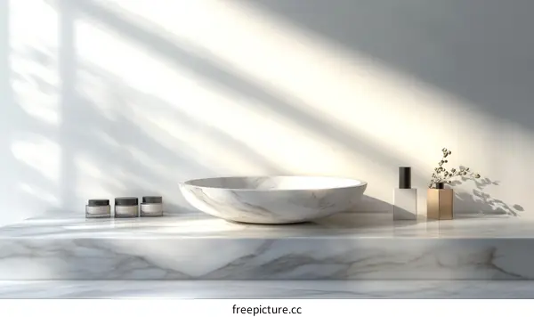 Elegant Marble Vanity with Cosmetic Jars