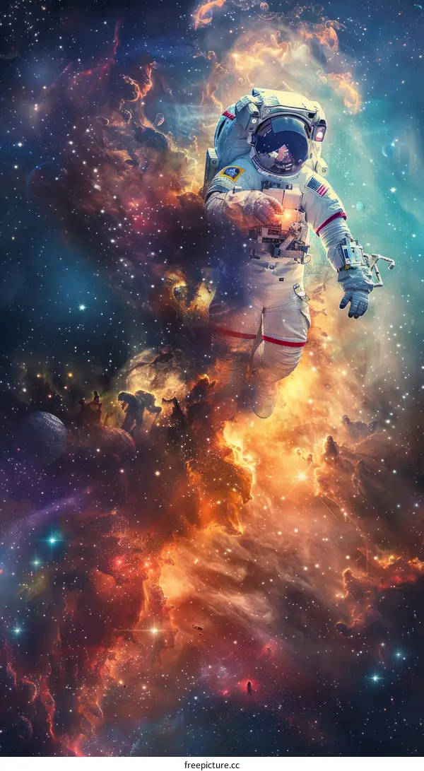 Astronaut in a colorful nebula