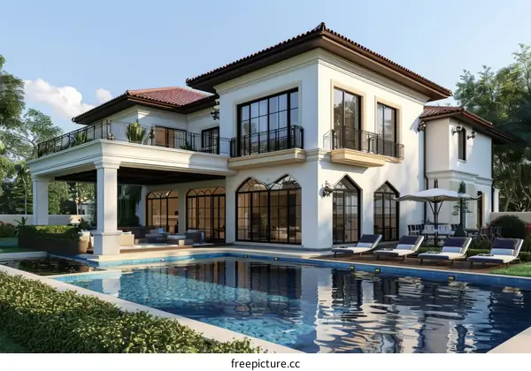 Modern Spanish Style Residence with Exuberant Landscaping