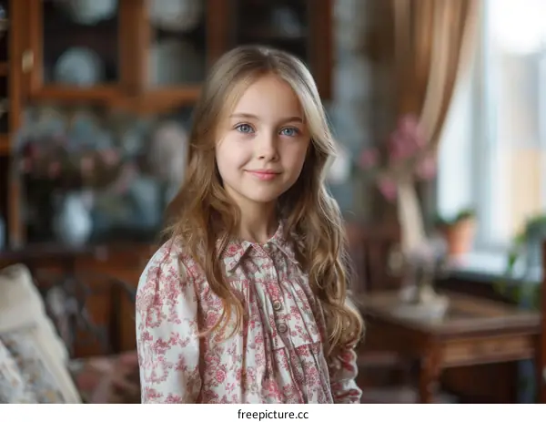 Portrait of a Girl in a Floral Dress