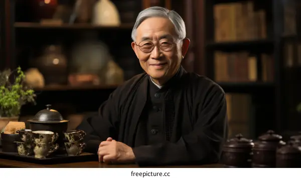 Portrait of a smiling elderly Chinese man