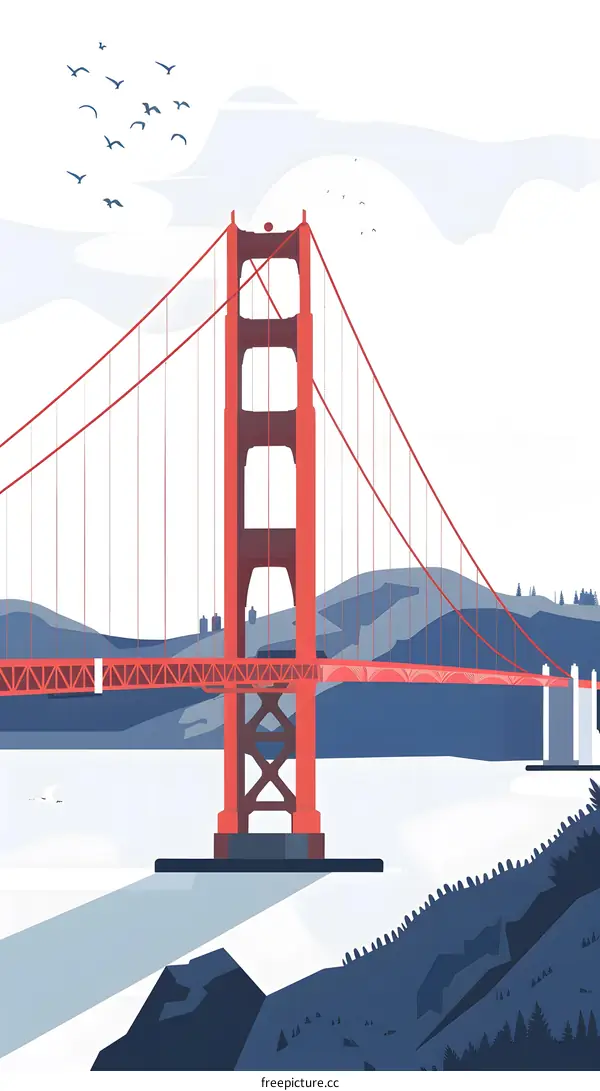 Golden Gate Bridge Illustration Minimalist Design