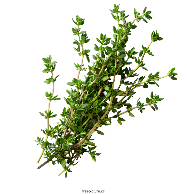 [Transparent Background PNG]Fresh Thyme Sprigs on White