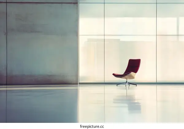 Empty Modern Room with Red Chair