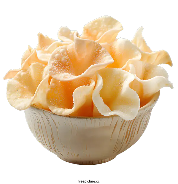 [Transparent Background PNG]Crispy Flower Shaped Snacks in a Bowl