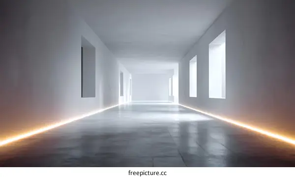 Modern Empty Corridor with Neon Lighting