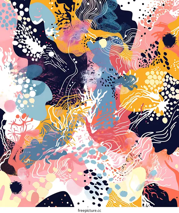 Abstract Watercolor Pattern With Colorful Shapes