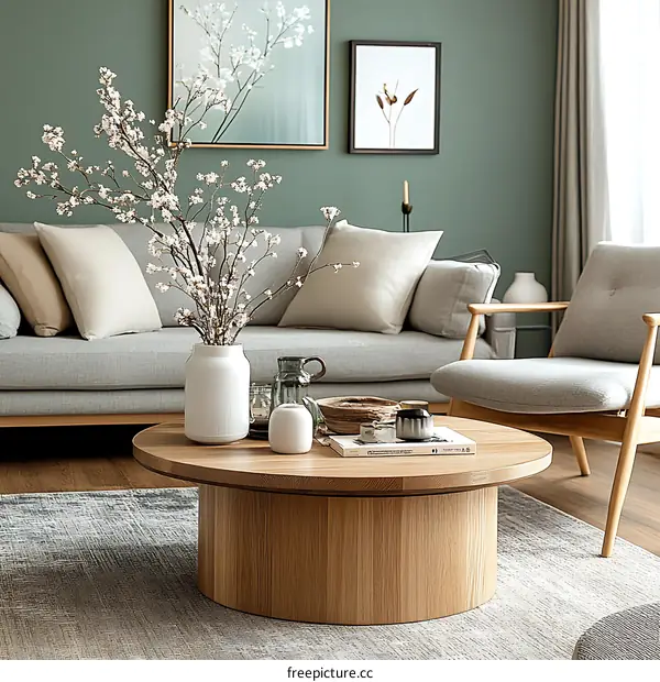 Modern Living Room with Wooden Coffee Table