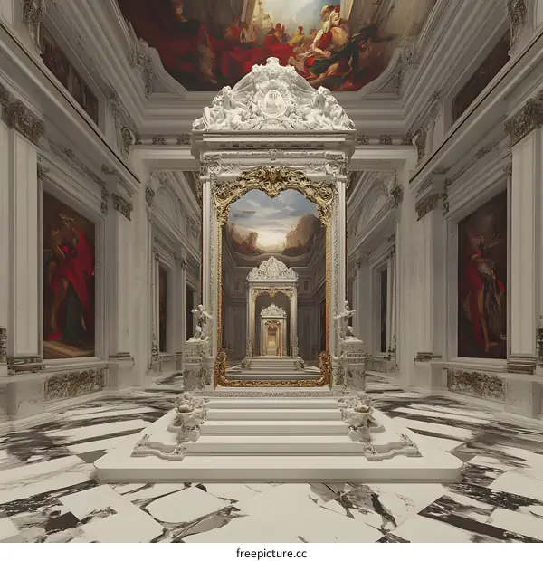 Endless Hallway of Mirrors in Baroque Style Interior Design