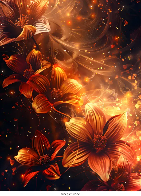 Glowing Orange Flowers
