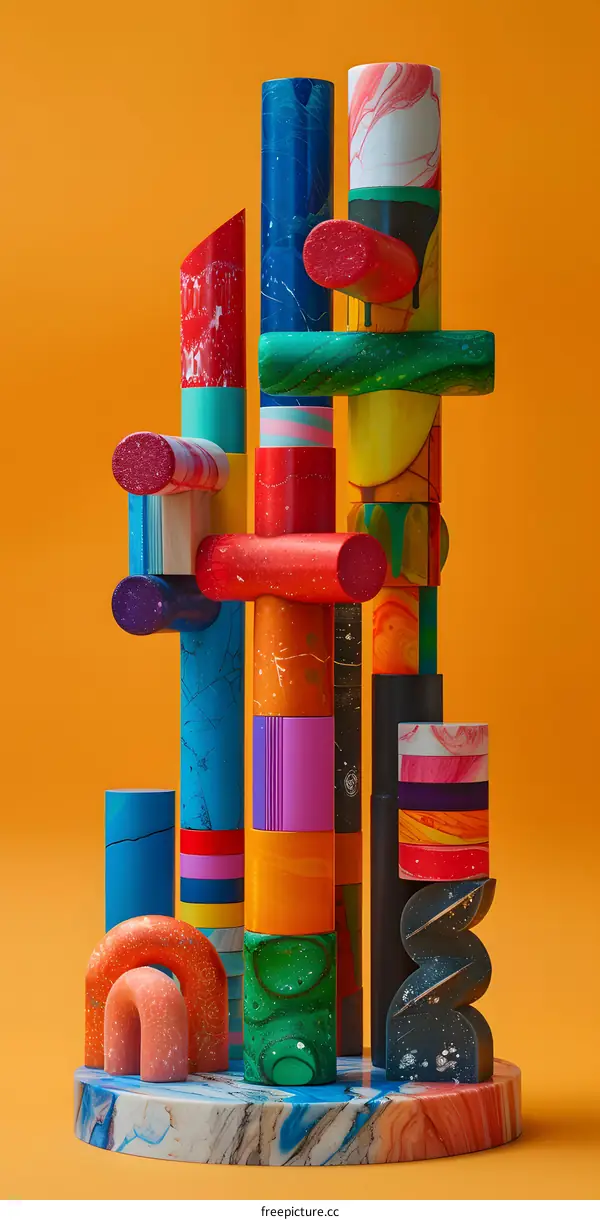 Colorful 3D shapes stacked together