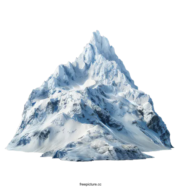 [Transparent Background PNG]3D rendering of a snow capped mountain