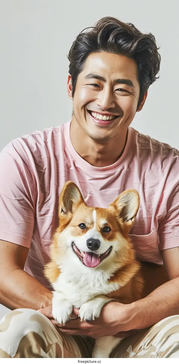 South Korean actor Gong Yoo poses with a dog