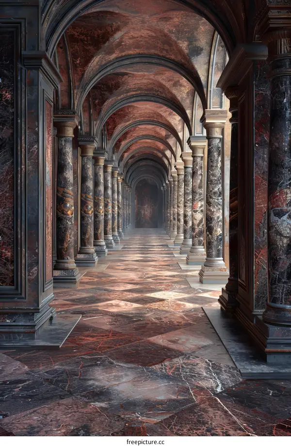 Ancient Architectural Colonnade Corridor