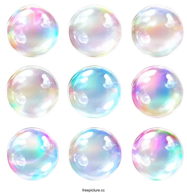 [Transparent Background PNG]Colorful Soap Bubbles Illustration