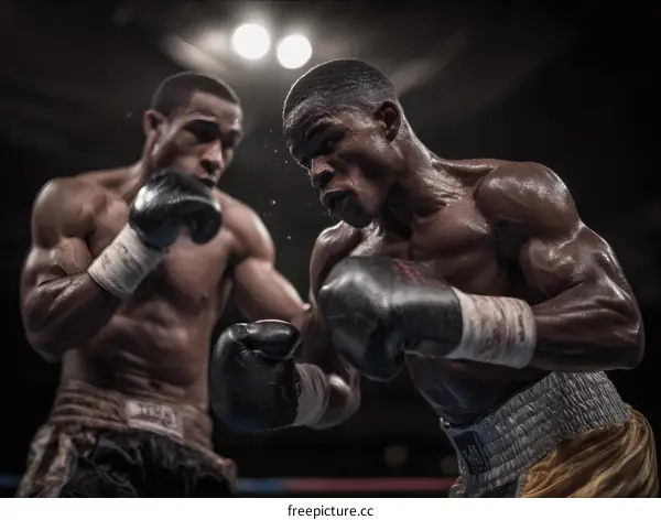 Two African American Boxers in Action