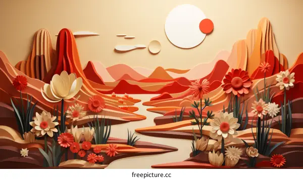 Vibrant Desert: A Minimalist Landscape