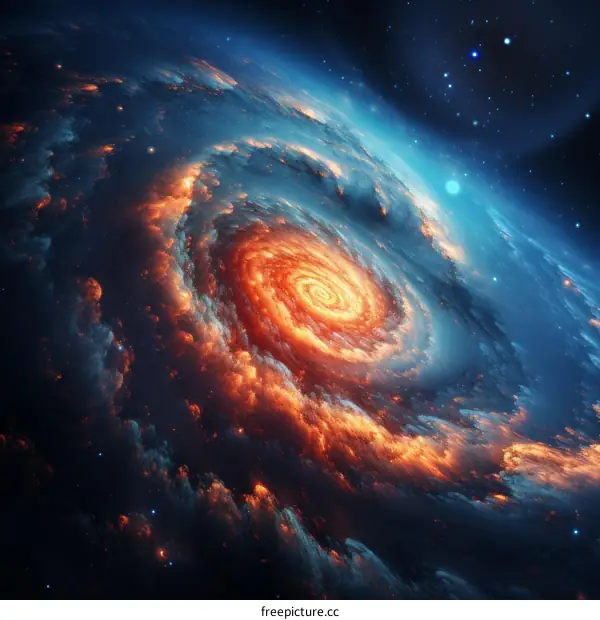 Spectacular Space Spiral Galaxy with Glowing Center