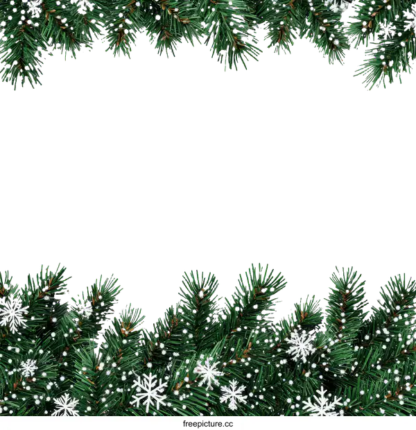 [Transparent Background PNG]Christmas Fir Branches with Snowflakes Background Illustration