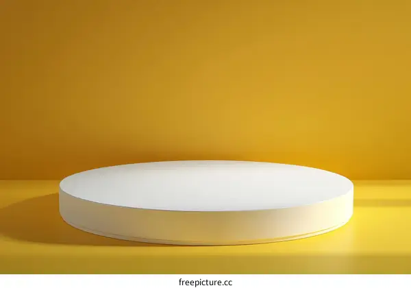 Empty White Circle Podium on Yellow Background