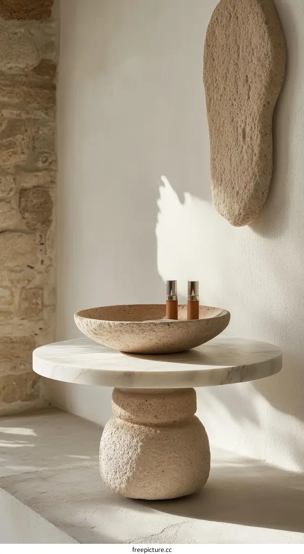 Modern Minimalist Stone Table with Marble Top