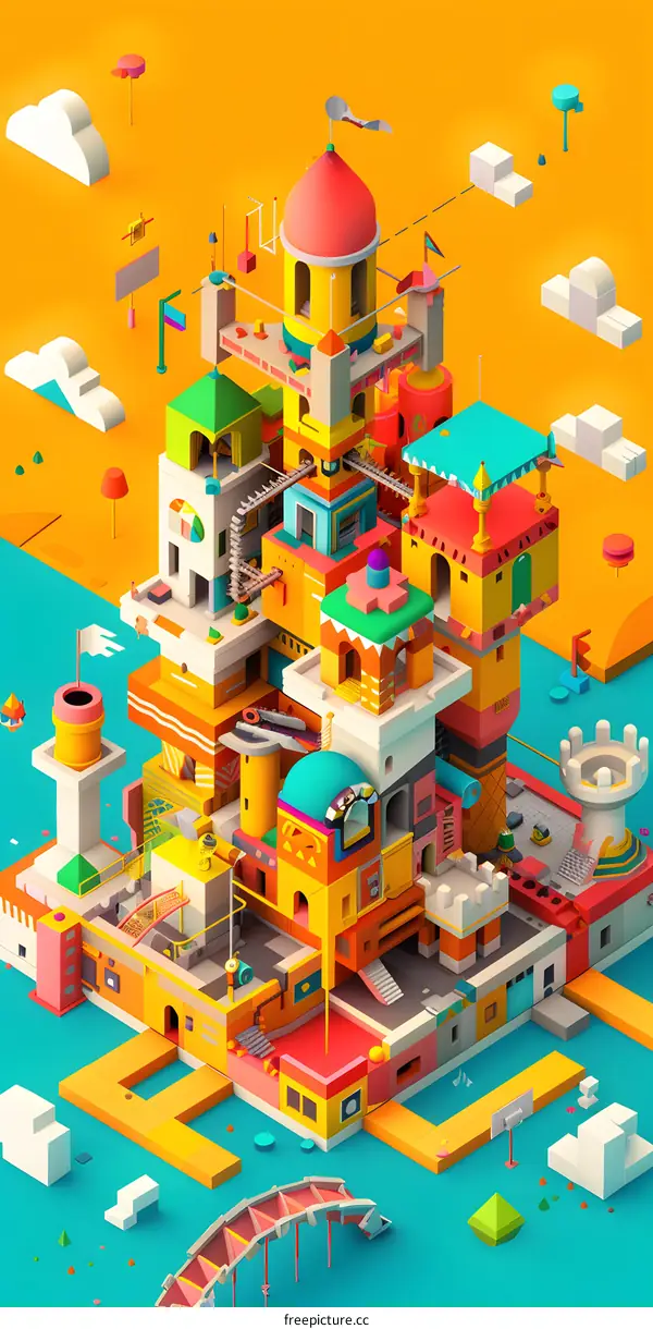 Colorful Geometric Cityscape Illustration