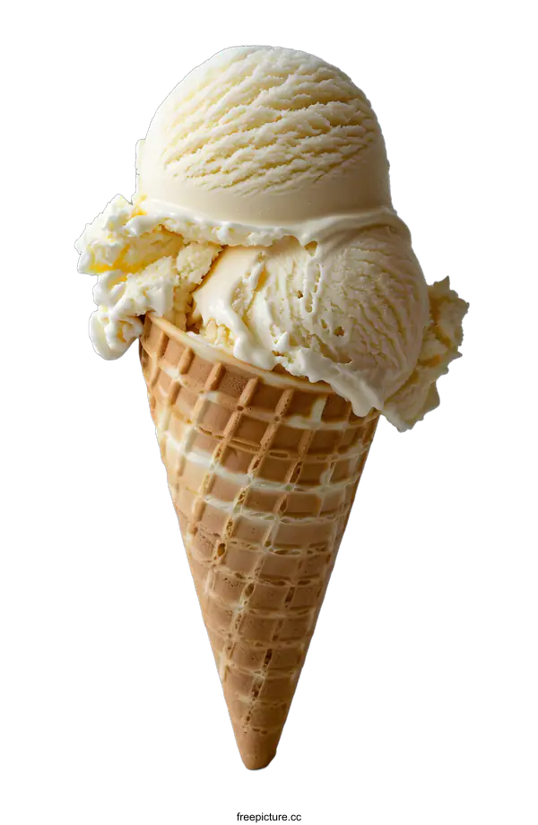 [Transparent Background PNG]Closeup of a Vanilla Ice Cream Cone