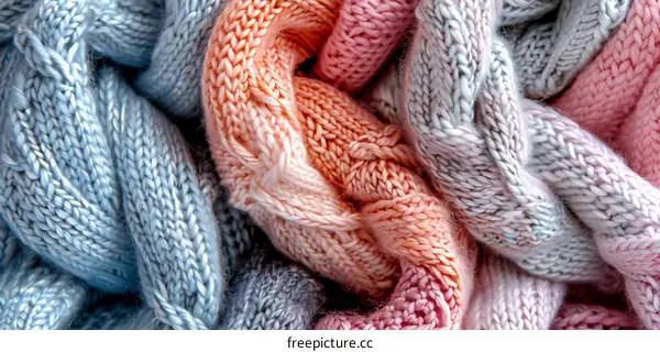 Colorful Cable Knit Fabric Close-Up