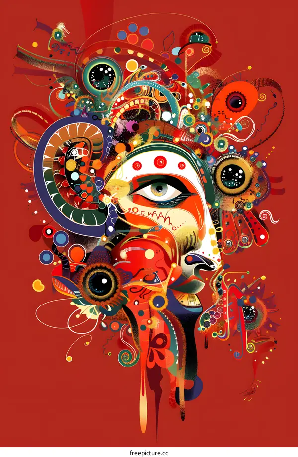 Abstract Colorful Eye Portrait Art Illustration