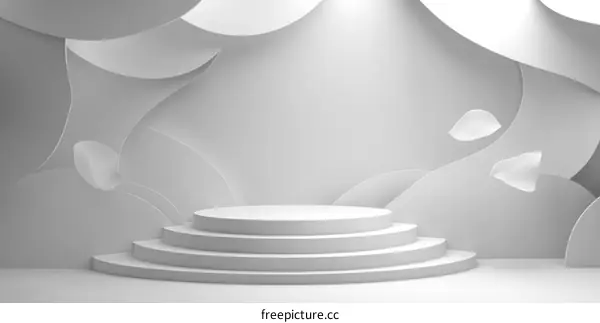 Abstract White Stage Display with Decorative Design