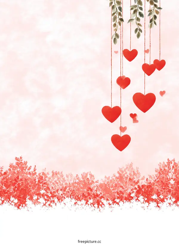Romantic Heart-Shaped Decorations on Pastel Background