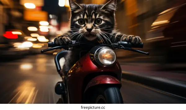 Cat riding a motorcycle