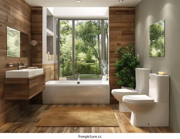 Modern Wooden Bathroom Interior Design