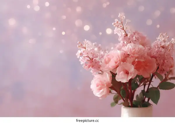 Delicate Pink Flowers in Vase