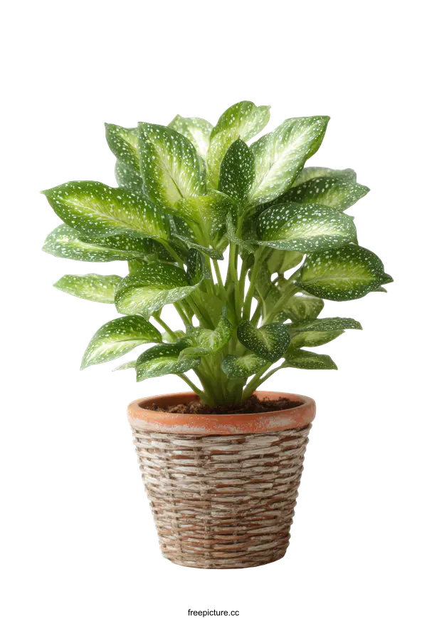 [Transparent Background PNG]Potted Plant with Polka Dot Leaves