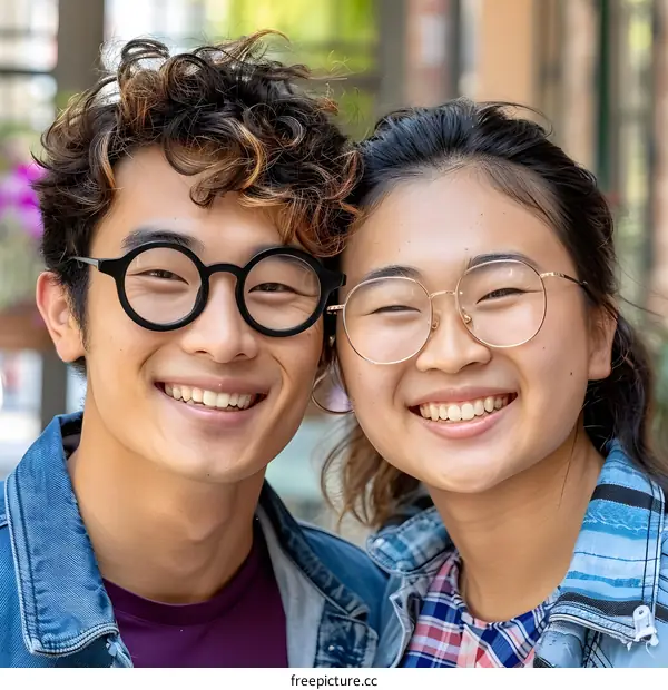 Portrait of Two Smiling Asian Friends