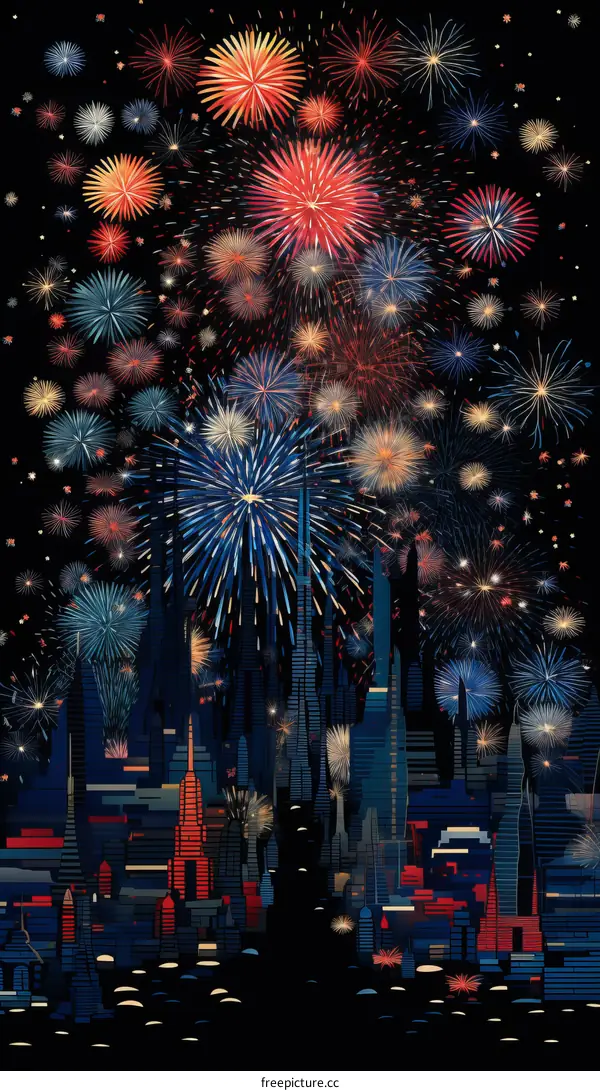 City Skyline Fireworks Display