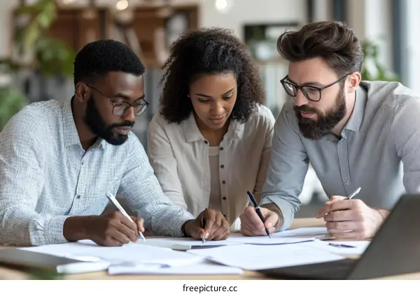 Business Team Collaboration on Project Documents