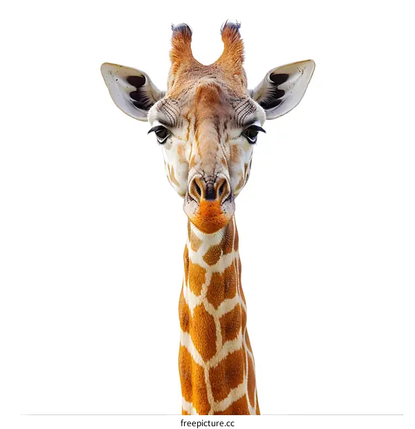 Giraffe Portrait on White Background