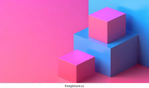 Abstract Geometric Shapes 3D Rendering Pink And Blue