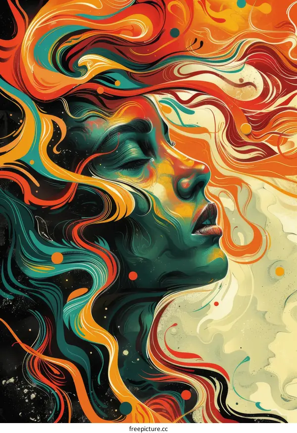 Vibrant and Colorful Abstract Portrait of a Woman