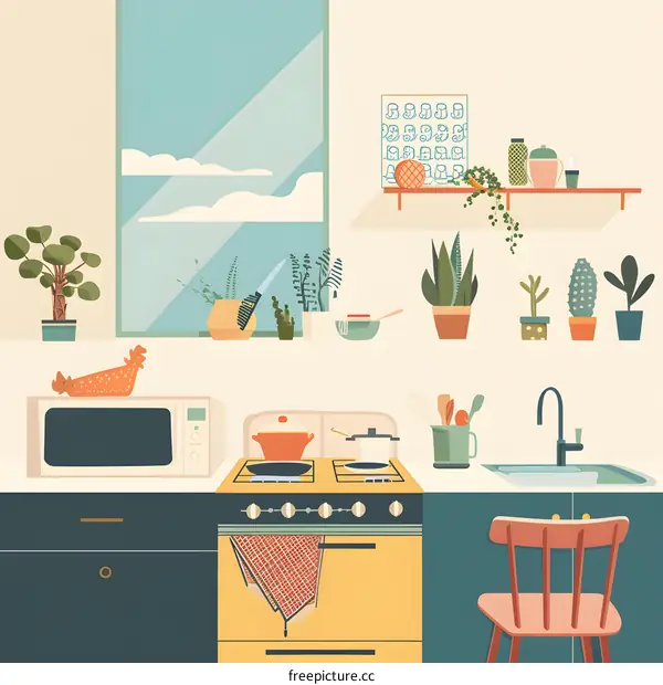 Modern Kitchen Illustration With Window