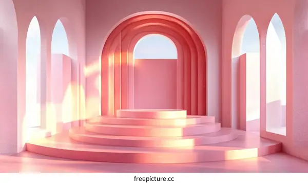 Pink Architectural Display Podium Illustration