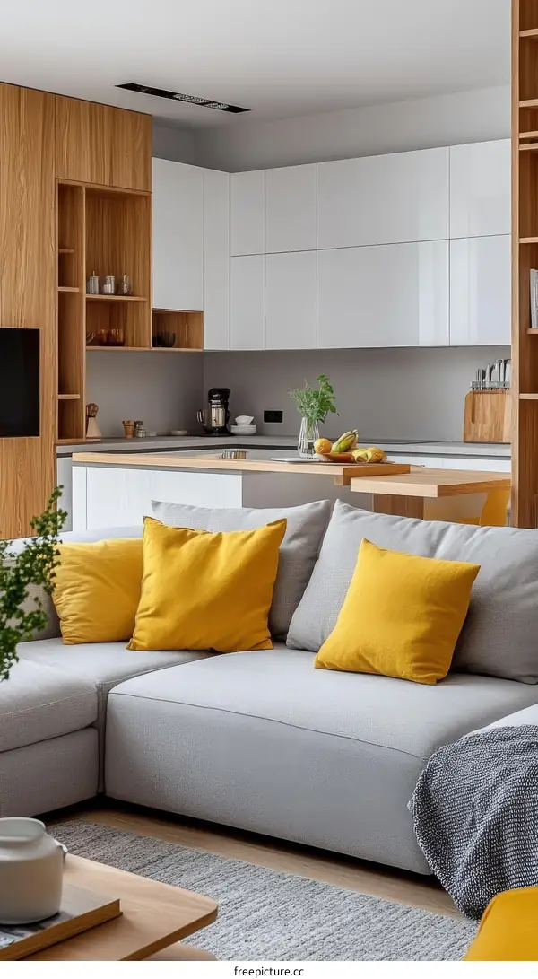 Modern Kitchen and Living Room Interior Design